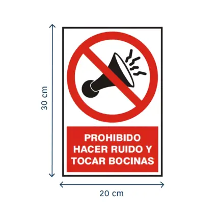 Señal prohibido hacer ruido y tocar bocinas con base para indicar restricción de ruidos en zonas sensibles