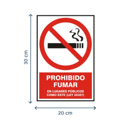 Señal prohibido fumar en vinil adhesivo 20x30 cm para prevención de riesgos y cumplimiento normativo
