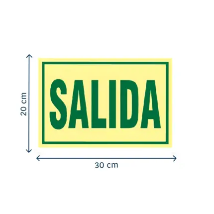 Señal de salida fotoluminiscente 20x30 cm para evacuación y seguridad
