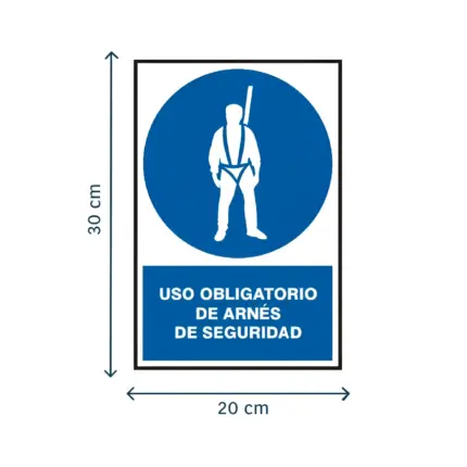 Señal uso obligatorio de arnés de seguridad para indicar protección en trabajos en altura