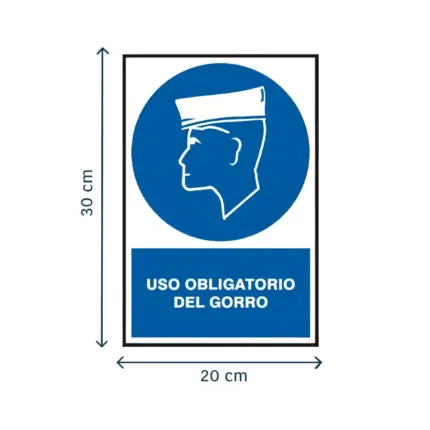 Señal uso obligatorio del gorro para indicar el uso de protección capilar en áreas de higiene y producción