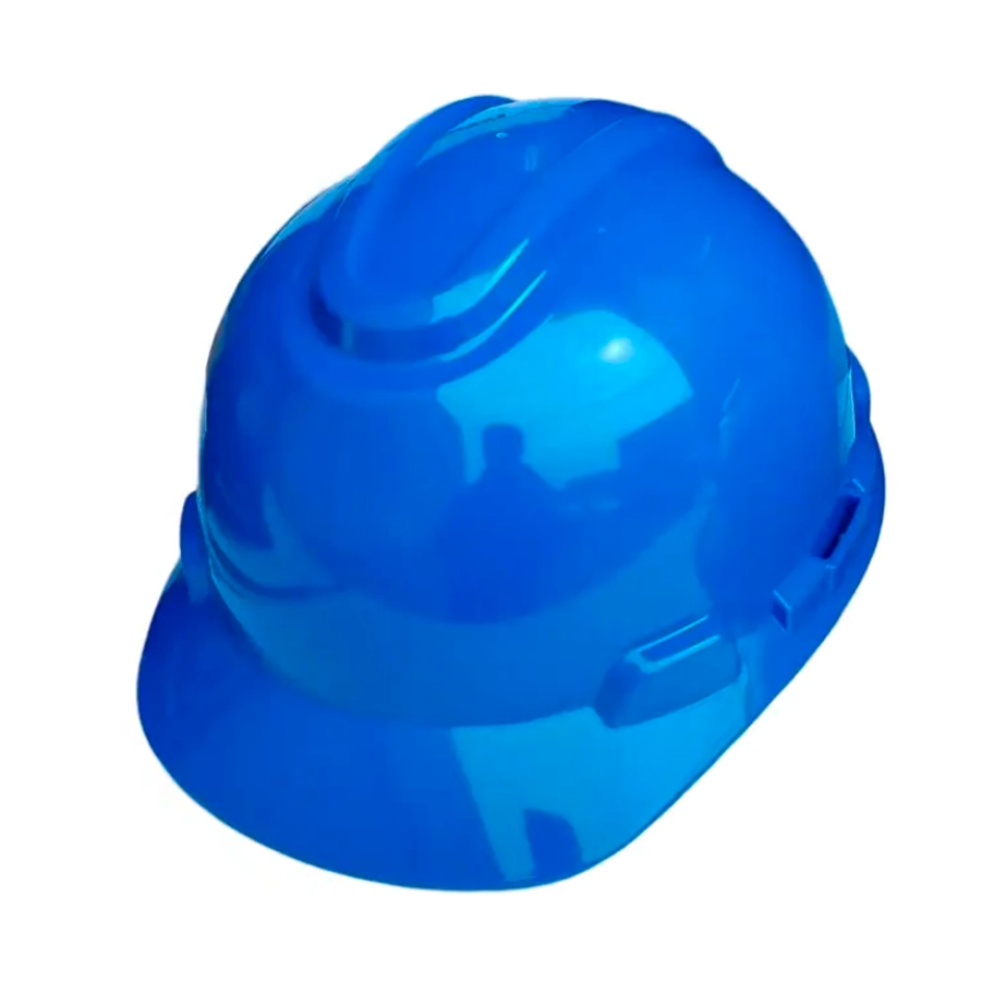 Casco de seguridad Stark azul marca Clute, tipo industrial con suspensión regulable y alta resistencia para trabajos de construcción