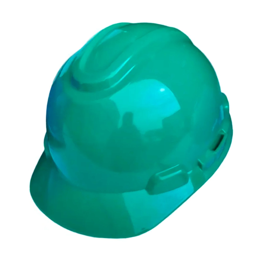 Casco de seguridad Stark verde marca Clute, tipo jockey con suspensión regulable y protección UV para industria y construcción