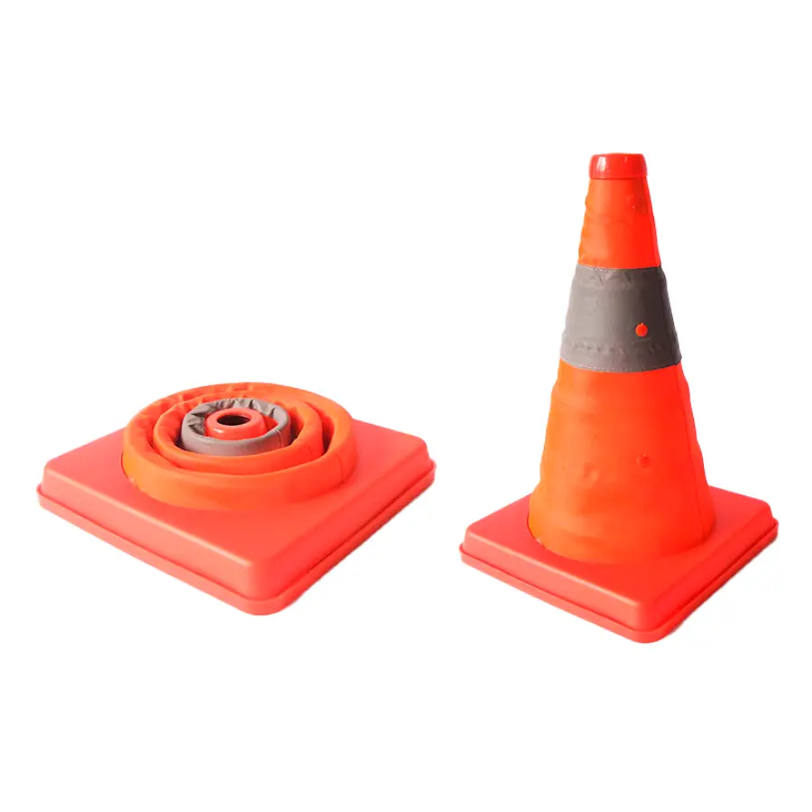 Cono Plegable Nacional reflectivo y portátil, ideal para señalización temporal en vías, obras y emergencias – Center Force