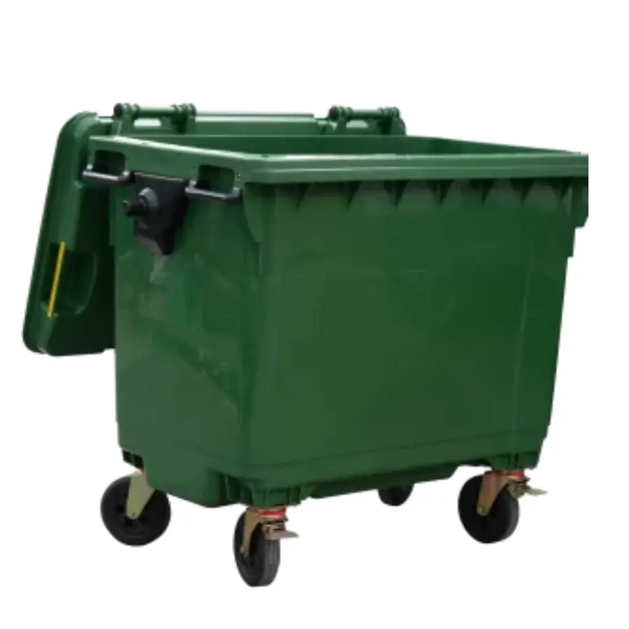 Contenedor Verde de 1100 Lt Importado con ruedas reforzadas, ideal para residuos orgánicos y reciclaje ambiental sostenible – Center Force
