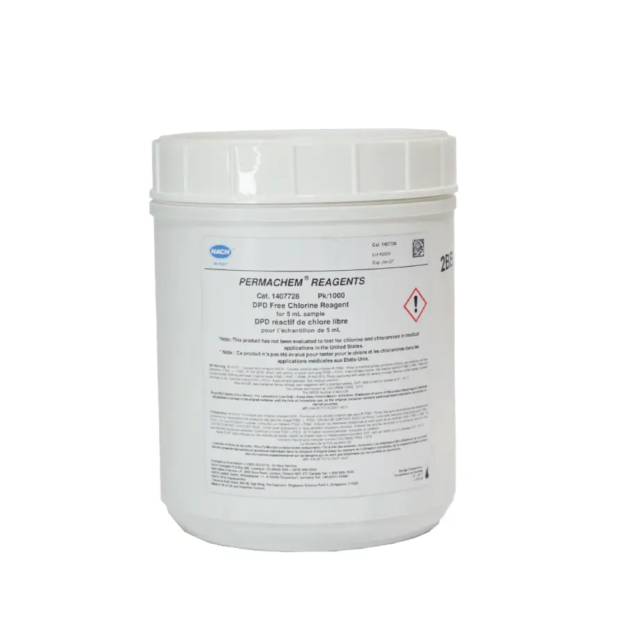 Frasco de Reactivo DPD Cloro Libre en Polvo P/5 ML para análisis confiable de cloro libre en agua – Center Force