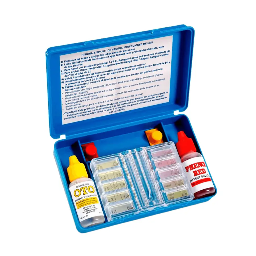 Kit para Análisis de Cloro y pH con reactivos que permiten controlar la calidad del agua en piscinas e industria – Center Force