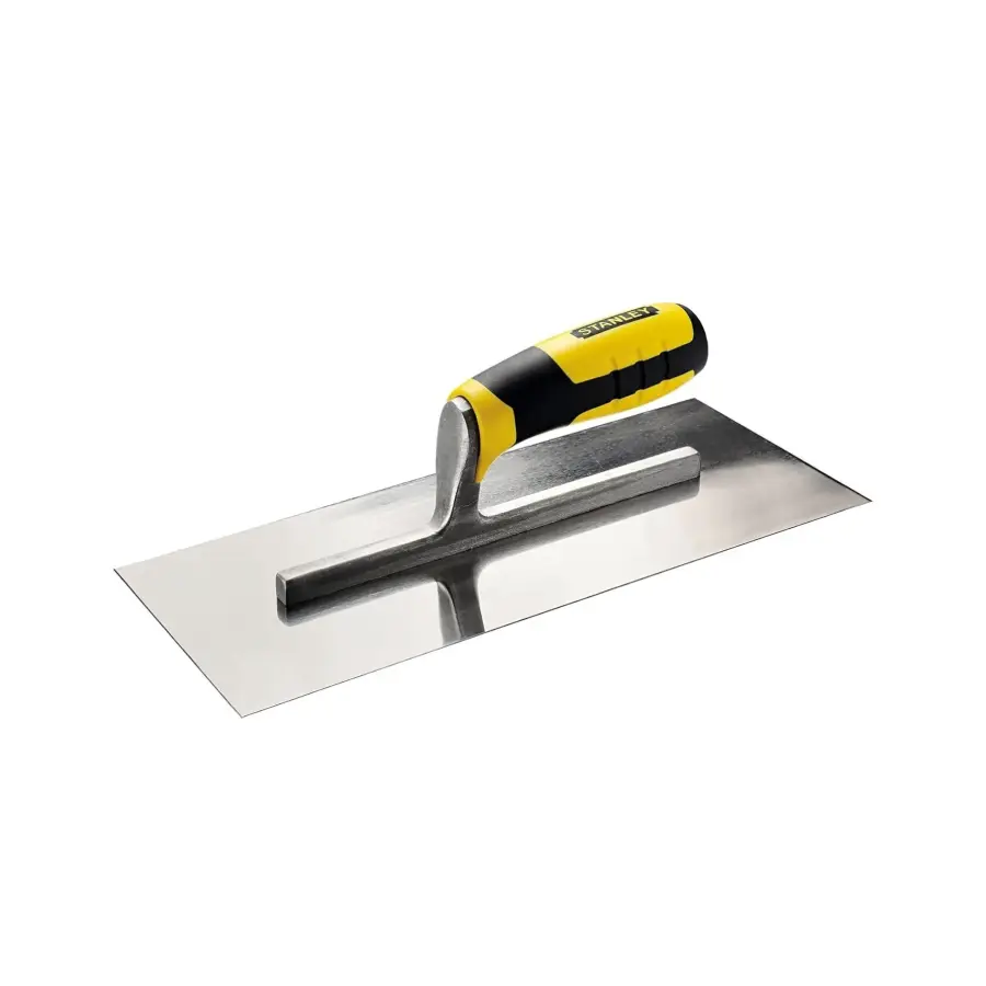 Plancha de acero inoxidable Stanley, resistente y precisa, diseñada para alisar, empastar y realizar acabados profesionales en construcción – Center Force