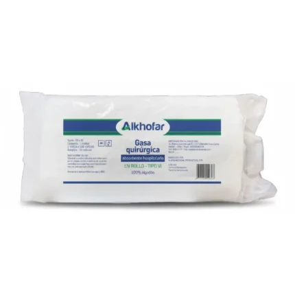Gasa en rollo Alkhofar, material médico absorbente para curaciones, limpieza y protección de heridas.