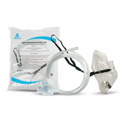 Máscara nebulizadora Alkhofar, accesorio médico para administración eficiente de medicamentos en terapias respiratorias.