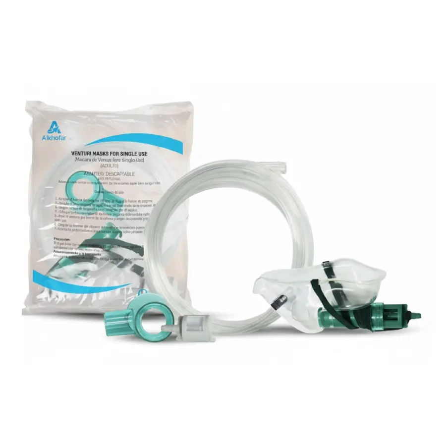 Máscara Venturi Alkhofar, dispositivo médico para oxigenoterapia con control preciso de la concentración de oxígeno.