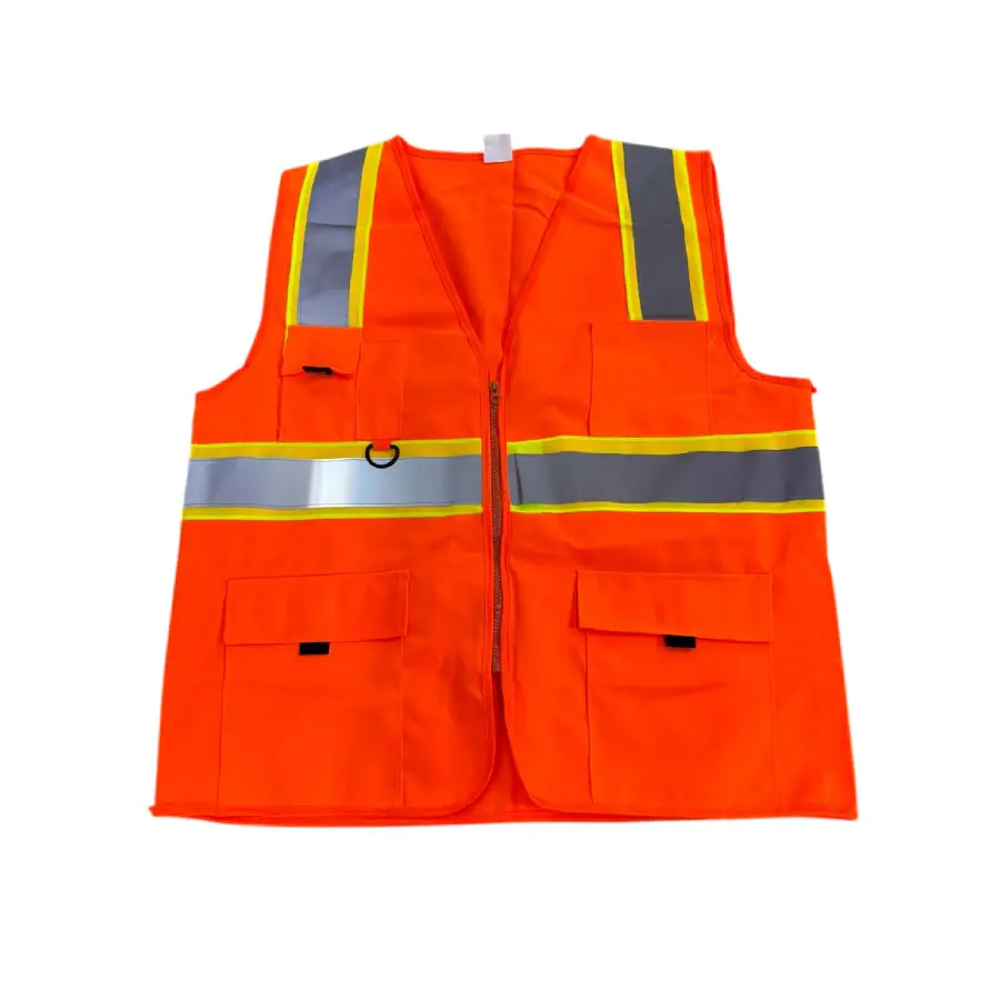 Chaleco Reportero de Poliéster Naranja Importado para identificación, seguridad, supervisión y trabajos de campo