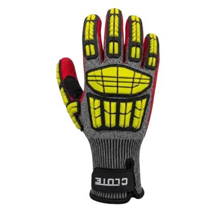 Guante Impact Zero R1 Clute con palma roja para protección contra impactos, golpes y riesgos mecánicos en trabajos industriales