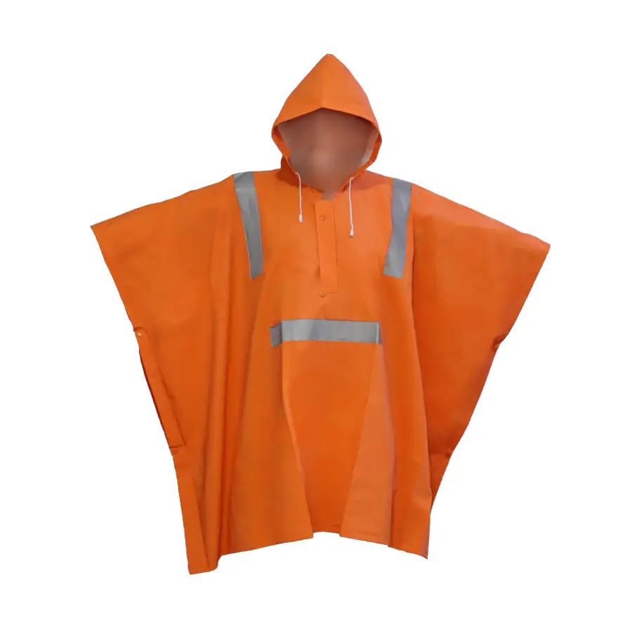 Poncho de PVC HV naranja Segpro para protección contra lluvia y condiciones climáticas en trabajos al aire libre