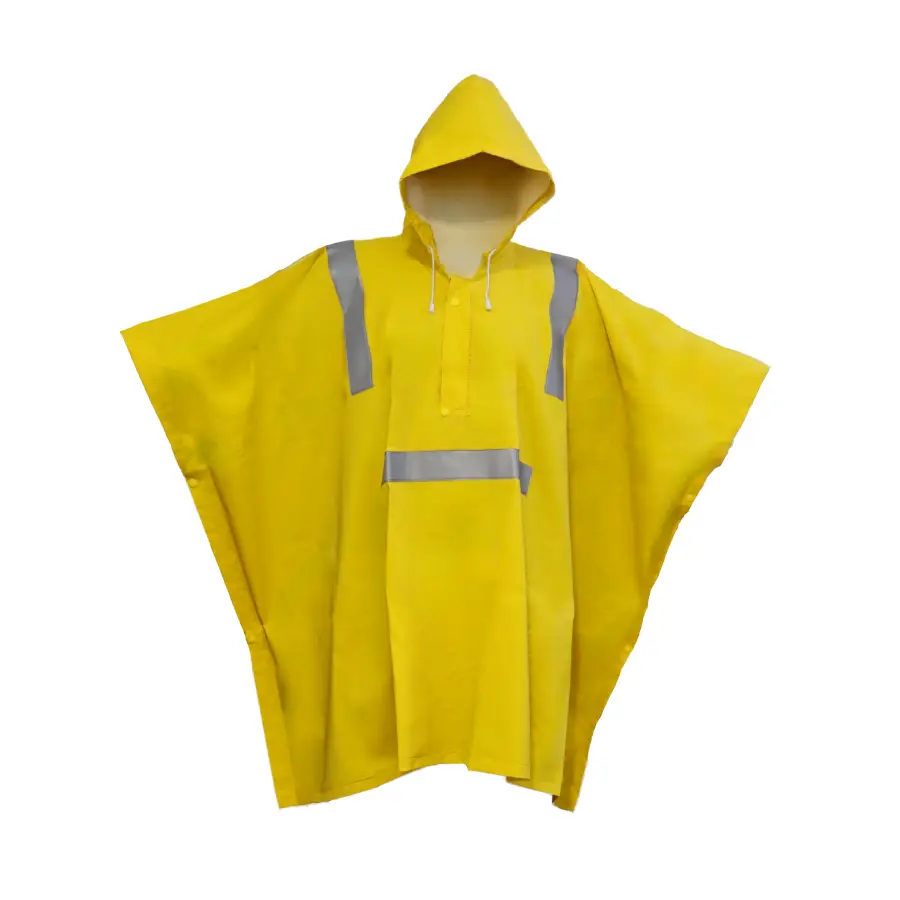 Poncho de PVC HV amarillo Segpro para protección contra lluvia y condiciones climáticas en trabajos al aire libre