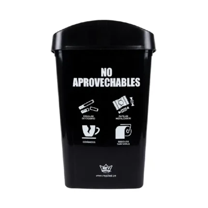 Papelera Rectangular de 27.8 Litros Rey para recolección de residuos en oficinas, hogares y espacios comerciales.